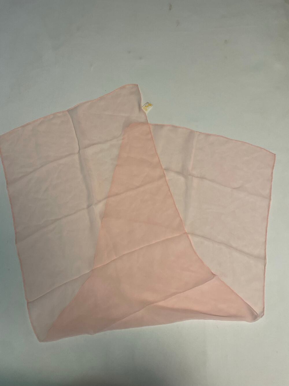 Vintage Glentex Womens Hand Rolled Scarf blush Pink  sheer Rectangular